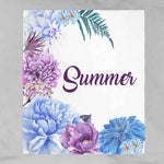 Blue flower personalized throw blanket