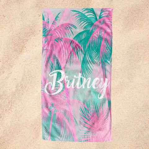 Personalized towel beach palm