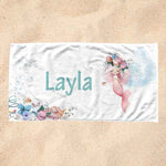 pink mermaid towel personalized