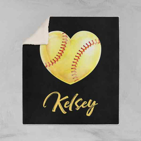 Softball Sherpa throw blanket 60x80